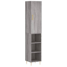 Berkfield Highboard Grey Sonoma 34.5X34X180 Cm Engineered Wood - thumbnail 2