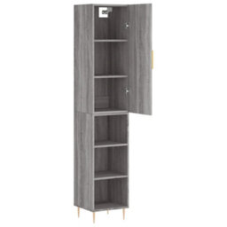 Berkfield Highboard Grey Sonoma 34.5X34X180 Cm Engineered Wood - thumbnail 4