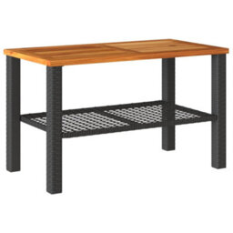 Walplus Garden Table Black 70X38X42 Cm Poly Rattan Acacia Wood - thumbnail 2