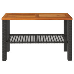 Walplus Garden Table Black 70X38X42 Cm Poly Rattan Acacia Wood - thumbnail 4