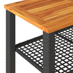 Walplus Garden Table Black 70X38X42 Cm Poly Rattan Acacia Wood - thumbnail 7