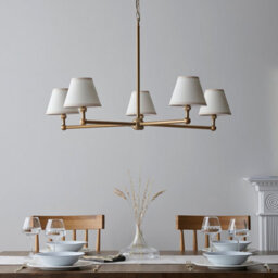 Loops Elegant Brushed Brass 5-Light Pendant Ceiling Light With Vintage White Shades - thumbnail 3