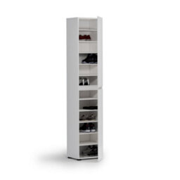 FurniComp LTD Vida 2 Door 45Cm White Gloss Tall Slim Shoe Storage Cabinet Cupboard - thumbnail 4