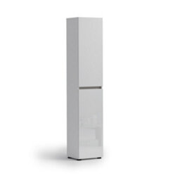 FurniComp LTD Vida 2 Door 45Cm White Gloss Tall Slim Shoe Storage Cabinet Cupboard - thumbnail 3