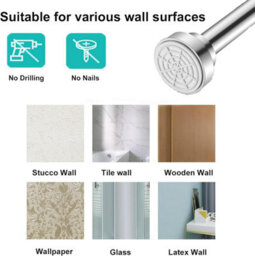 Vivo Heavy Duty Extendable Telescopic Shower Curtain Pole Rail Rod Bath Door Window 85-140Cm (Silver) - thumbnail 6