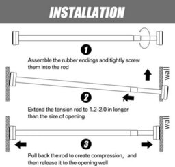 Vivo Heavy Duty Extendable Telescopic Shower Curtain Pole Rail Rod Bath Door Window 85-140Cm (Silver) - thumbnail 4