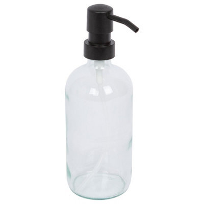 Harbour Housewares 500Ml Glass Soap Dispenser - Clear Bathroom Kitchen Spa Refillable Hand Wash Or Lotion Bottle With Pump - image 1