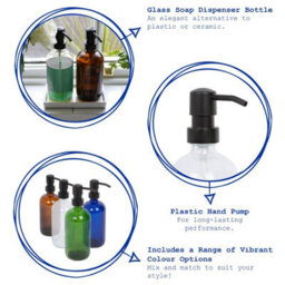 Harbour Housewares 500Ml Glass Soap Dispenser - Clear Bathroom Kitchen Spa Refillable Hand Wash Or Lotion Bottle With Pump - thumbnail 2