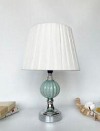 Deenz Table Lamp With Metal Cermaic Base With A Soft White Fabric Shade Chic Designs Light Teal Spiral Globe T058