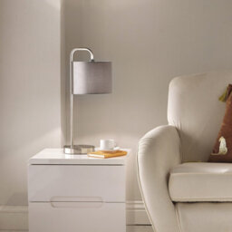 K Living Table Lamp In Satin Nickel Finishes Complete With A Velour Grey Lamp Shade - thumbnail 4