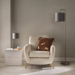 K Living Table Lamp In Satin Nickel Finishes Complete With A Velour Grey Lamp Shade - thumbnail 3