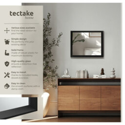 Tectake Wall Mirror Elina - Rectangular, With Plastic Frame, Includes Mounting Materials 40.6 X 50.8 Cm  - Black - thumbnail 2