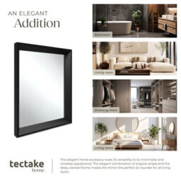 Tectake Wall Mirror Elina - Rectangular, With Plastic Frame, Includes Mounting Materials 40.6 X 50.8 Cm  - Black - thumbnail 5
