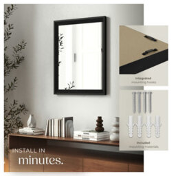 Tectake Wall Mirror Elina - Rectangular, With Plastic Frame, Includes Mounting Materials 40.6 X 50.8 Cm  - Black - thumbnail 4