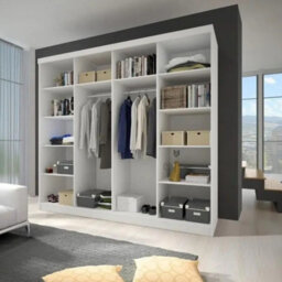 Sliding Door Wardrobe Multi 32 233 Front White Kathult With Mirror Body Black - thumbnail 3