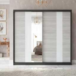 Sliding Door Wardrobe Multi 32 233 Front White Kathult With Mirror Body Black - thumbnail 2