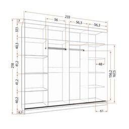 Sliding Door Wardrobe Multi 32 233 Front White Kathult With Mirror Body Black - thumbnail 4