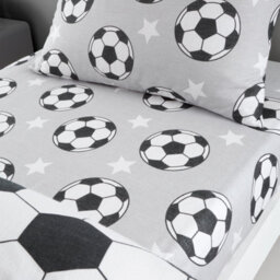 Catherine Lansfield Brushed Cotton Football Stars Fitted Sheet Grey - thumbnail 1