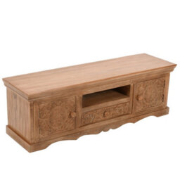 Wyld Haus Brighton Mango Wood Tv Cabinet With 2 Doors, 1 Drawer And 1 Shelf, Whitewashed Finish - thumbnail 3