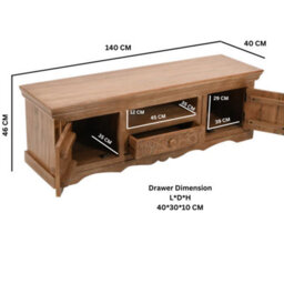 Wyld Haus Brighton Mango Wood Tv Cabinet With 2 Doors, 1 Drawer And 1 Shelf, Whitewashed Finish - thumbnail 7