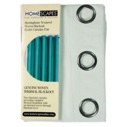 "Homescapes Ivory Herringbone Chevron Blackout Curtains Pair Eyelet Style, 46X72""" - thumbnail 4