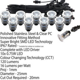 Ip67 Outdoor Decking Plinth Lights 10X 25mm Colour Changing Daylight Blue Lamp - thumbnail 2