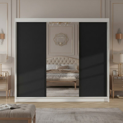 Derby I Functional 215 Cm Wardrobe For Clothing And Accessory Storage White Black - image 1