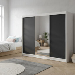 Derby I Functional 215 Cm Wardrobe For Clothing And Accessory Storage White Black - thumbnail 2