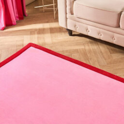 Ohs Contrast Border Non Slip Tufted Hallway Runner Rug Floor Carpet, Pink - 120 X 170 Cm - thumbnail 2