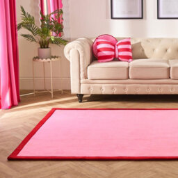 Ohs Contrast Border Non Slip Tufted Hallway Runner Rug Floor Carpet, Pink - 120 X 170 Cm - thumbnail 1