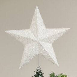 Melody Maison White Sparkly Star Christmas Tree Topper - thumbnail 3