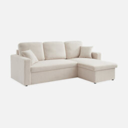 Sweeek - 3-Seater Corner Sofa Bed In White Boucle Ida Boucle White 219X81X68 Cm - thumbnail 5
