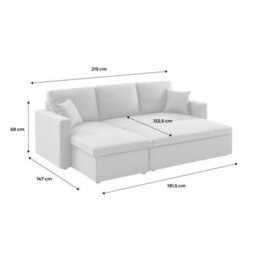 Sweeek - 3-Seater Corner Sofa Bed In White Boucle Ida Boucle White 219X81X68 Cm - thumbnail 4