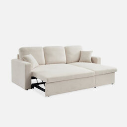 Sweeek - 3-Seater Corner Sofa Bed In White Boucle Ida Boucle White 219X81X68 Cm - thumbnail 9