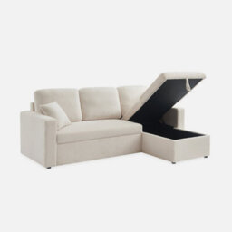 Sweeek - 3-Seater Corner Sofa Bed In White Boucle Ida Boucle White 219X81X68 Cm - thumbnail 8