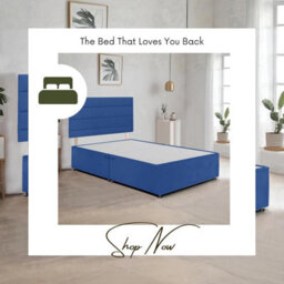 Blue Plush 6Ft Super King Size Bed Frame With 20 Inch Headboard And 2Drawers - thumbnail 3
