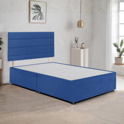 Blue Plush 6Ft Super King Size Bed Frame With 20 Inch Headboard And 2Drawers - thumbnail 2