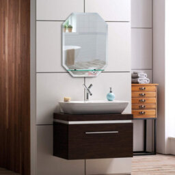 Mood Premium Octagonal Bathroom Mirror With Shelf, Wall Mounted, Frameless, Bevelled Edges (60Cm X 45Cm) - thumbnail 5