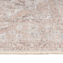 Loomed Distressed Natural Beige Persian Style Washable Non Slip Rug 80X150Cm - thumbnail 8