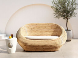 Beliani Garden Sofa 2 Seater Maiori Rattan Natural - thumbnail 2