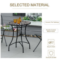 Outsunny 60Cm Mosaic Round Bistro Table Outdoor Garden Side Table, Black - thumbnail 5