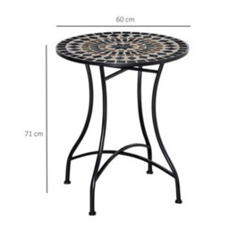 Outsunny 60Cm Mosaic Round Bistro Table Outdoor Garden Side Table, Black - thumbnail 3