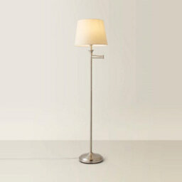 Valuelights Sinatra Adjustable Swing Arm Floor Lamp In Chrome Finish With Beige Tapered Light Shade With Led Gls Bulb - thumbnail 4