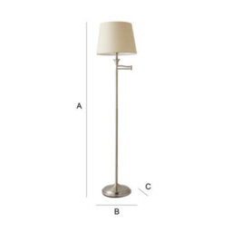 Valuelights Sinatra Adjustable Swing Arm Floor Lamp In Chrome Finish With Beige Tapered Light Shade With Led Gls Bulb - thumbnail 7