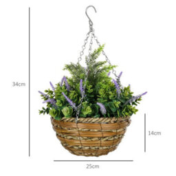 Set Of 2 Artificial Lavender Hanging Planter Basket Purple - thumbnail 2