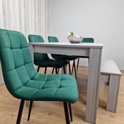 Kosy Koala Modern Grey Rectangle Dining Table Set With 4 Green Velvet Chairs And 1 Bench Dining Room Furniture - thumbnail 6