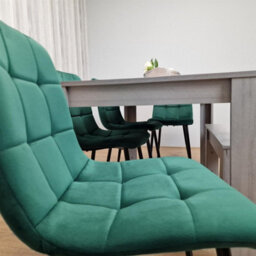 Kosy Koala Modern Grey Rectangle Dining Table Set With 4 Green Velvet Chairs And 1 Bench Dining Room Furniture - thumbnail 7