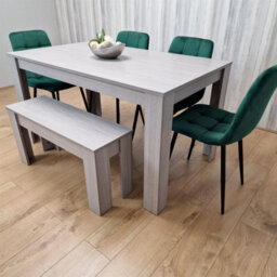 Kosy Koala Modern Grey Rectangle Dining Table Set With 4 Green Velvet Chairs And 1 Bench Dining Room Furniture - thumbnail 4