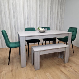 Kosy Koala Modern Grey Rectangle Dining Table Set With 4 Green Velvet Chairs And 1 Bench Dining Room Furniture - thumbnail 9