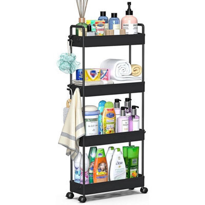 4-Tier Narrow Rolling Storage Cart Kitchen Bathroom Laundry Trolley - image 1